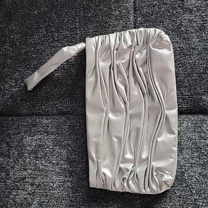Evening Ruched Wristlet Clutch in Silver